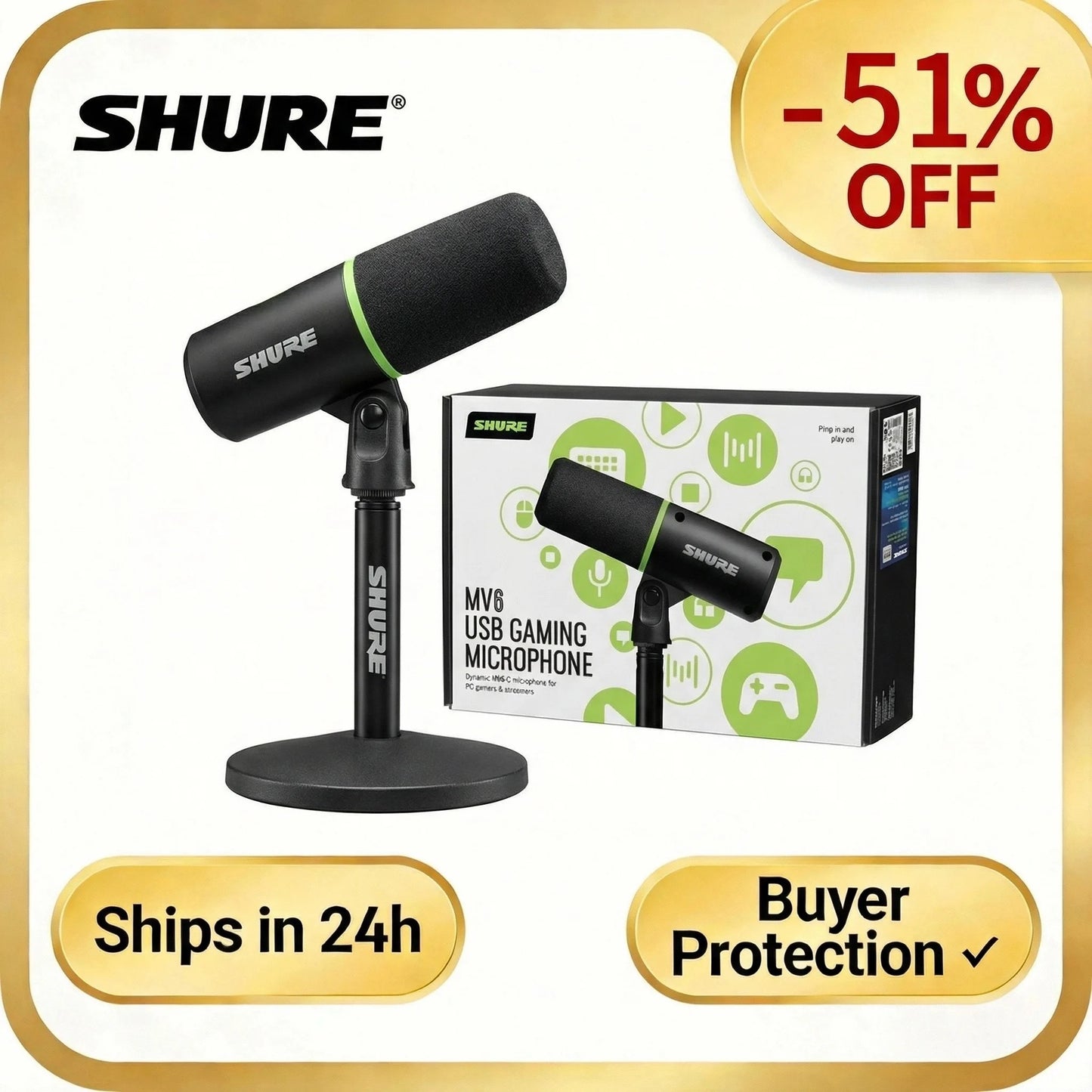 Shure MV6 USB Dynamic Microphone